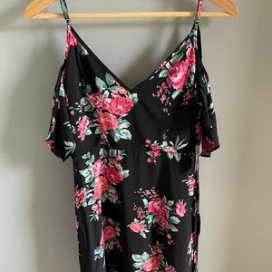 NWT Black Floral Cold Shoulder Dress